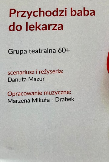 Teatr 60+ "Przychodzi baba do lekarza" - 11.06.2023